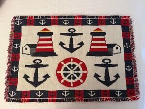 Nautical Lighthouse Anchor Woven Tapestry Placemats Set of 5